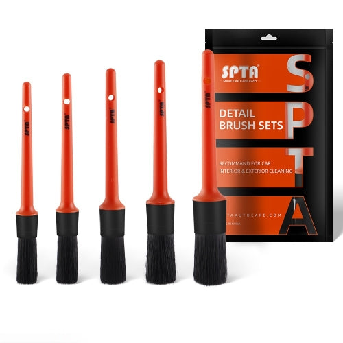 SPTA Car Detail Brush Set Boar Hair Black 5pc