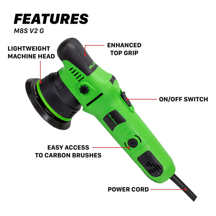 Dual Action Polisher For Car Detailing | M8S V2 - 5in Plate, 8mm Throw, 1000W