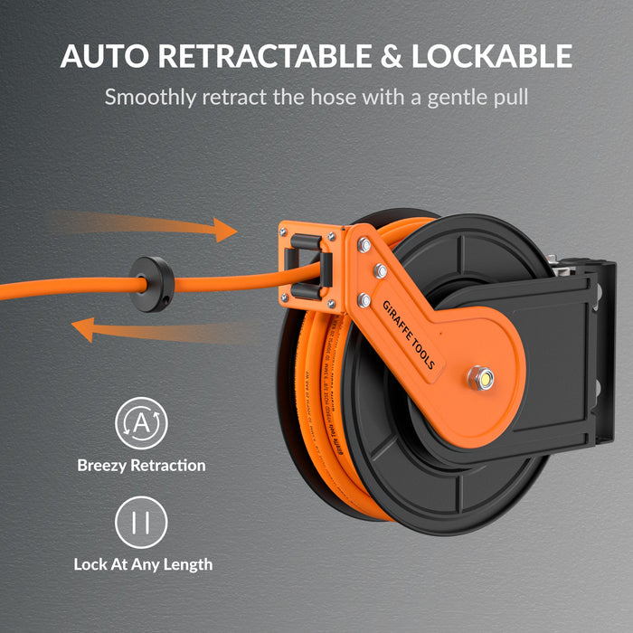 Retractable Air Hose Reel-Alloy Steel Reel-3/8in 25ft-50ft