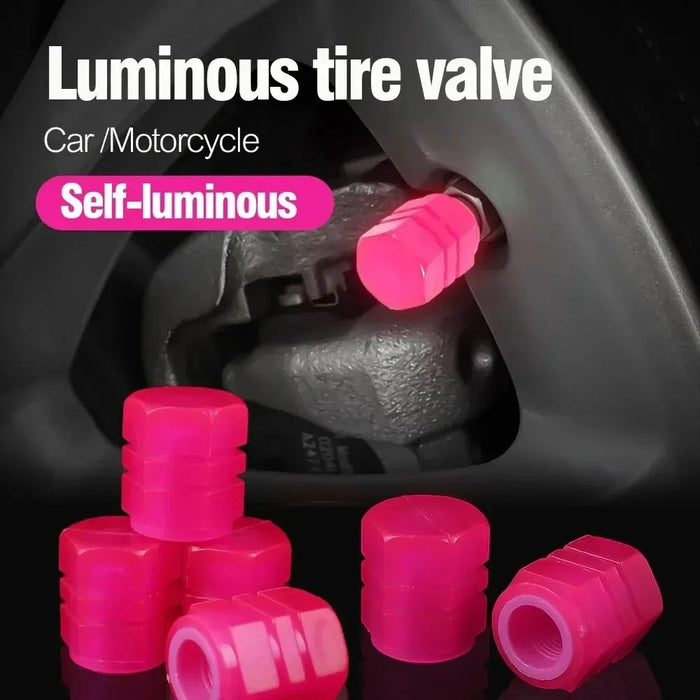 Glowing Tire Valve Caps Cars Motorcycle Bike