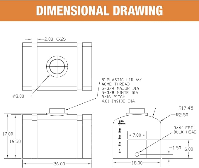 Detailing Utility Water Tank 26 Gallon