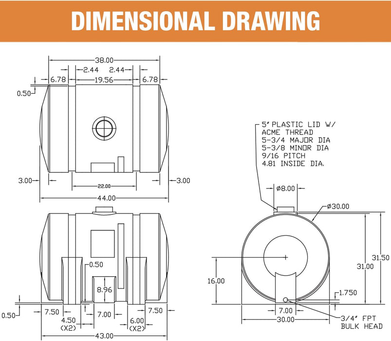 Detailing Utility Water Tank 100 Gallon