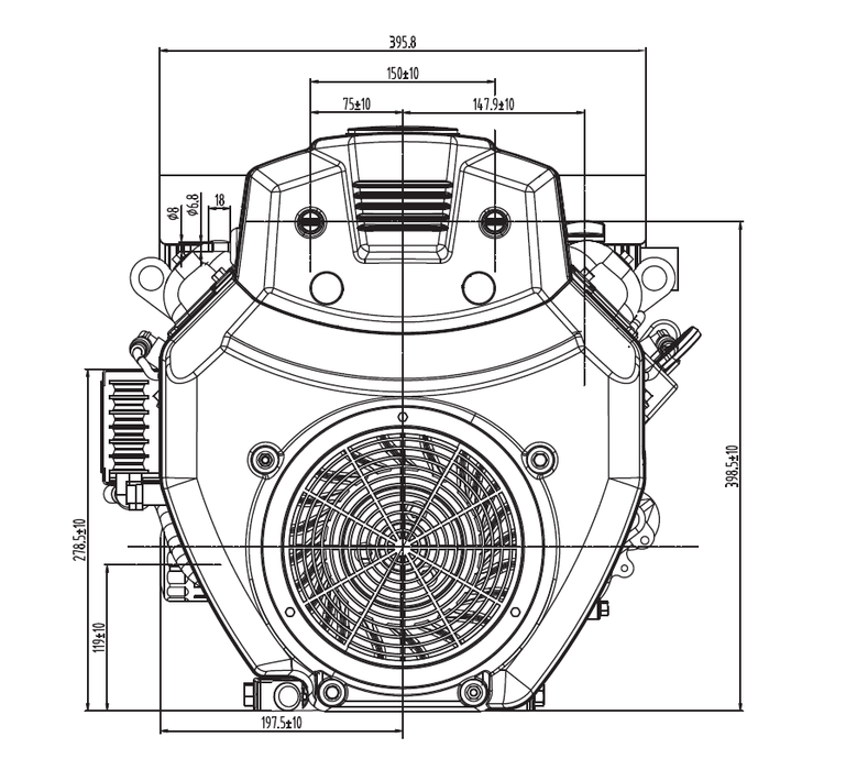 OHV 27 hp 739cc with EPA Certification, Twin Cylinder Gasoline Engine 4 Stroke Petrol Motor 1.6 L Oil Capacity Gasoline Engine.