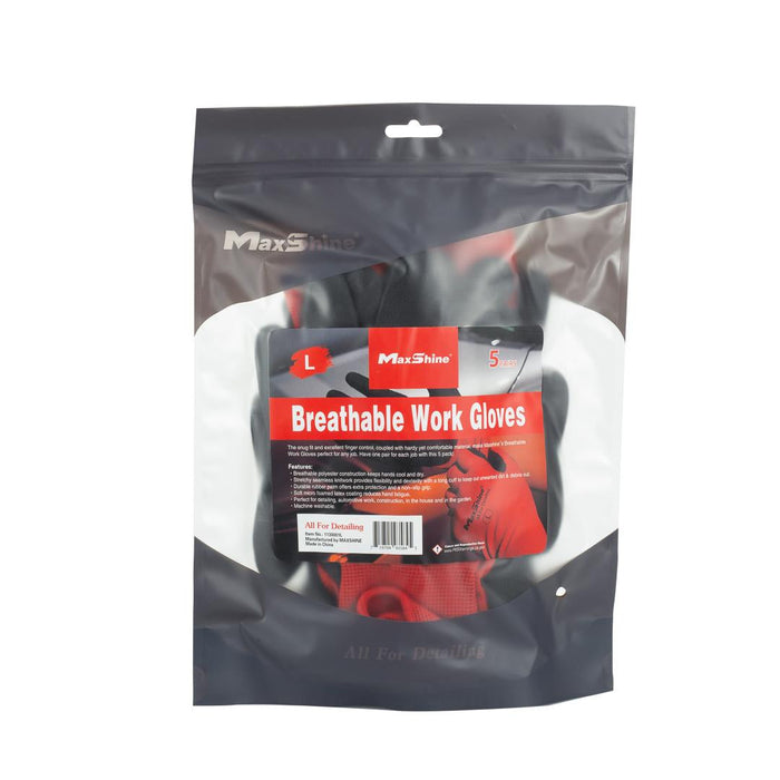 Breathable Work Gloves - 5 Pack