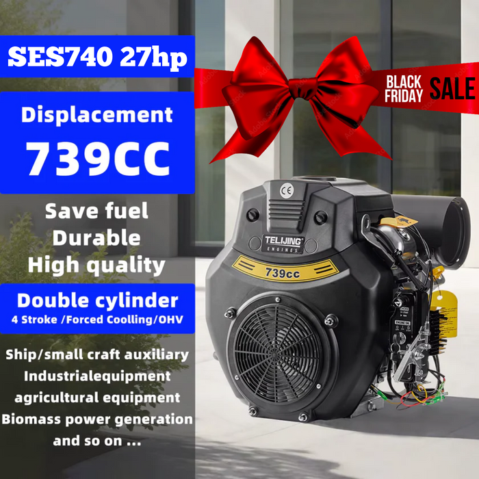 OHV 27 hp 739cc with EPA Certification, Twin Cylinder Gasoline Engine 4 Stroke Petrol Motor 1.6 L Oil Capacity Gasoline Engine.