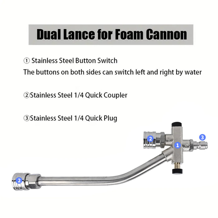 Bear Force Heavy Duty Foam Cannon Dual Lance Connect 1/4" SS