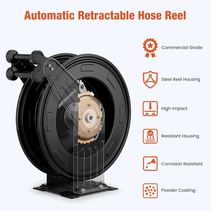 Pressure Washer Hose Reel Retractable 50ft x 3/8" Heavy Duty