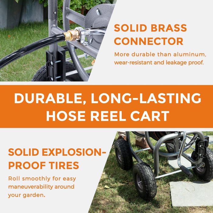 Garden Hose Reel Cart-4 Wheels-Heavy Duty