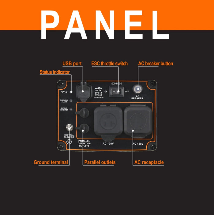 Genkins 2300 Watt Portable Inverter Generator Gas Super Quiet
